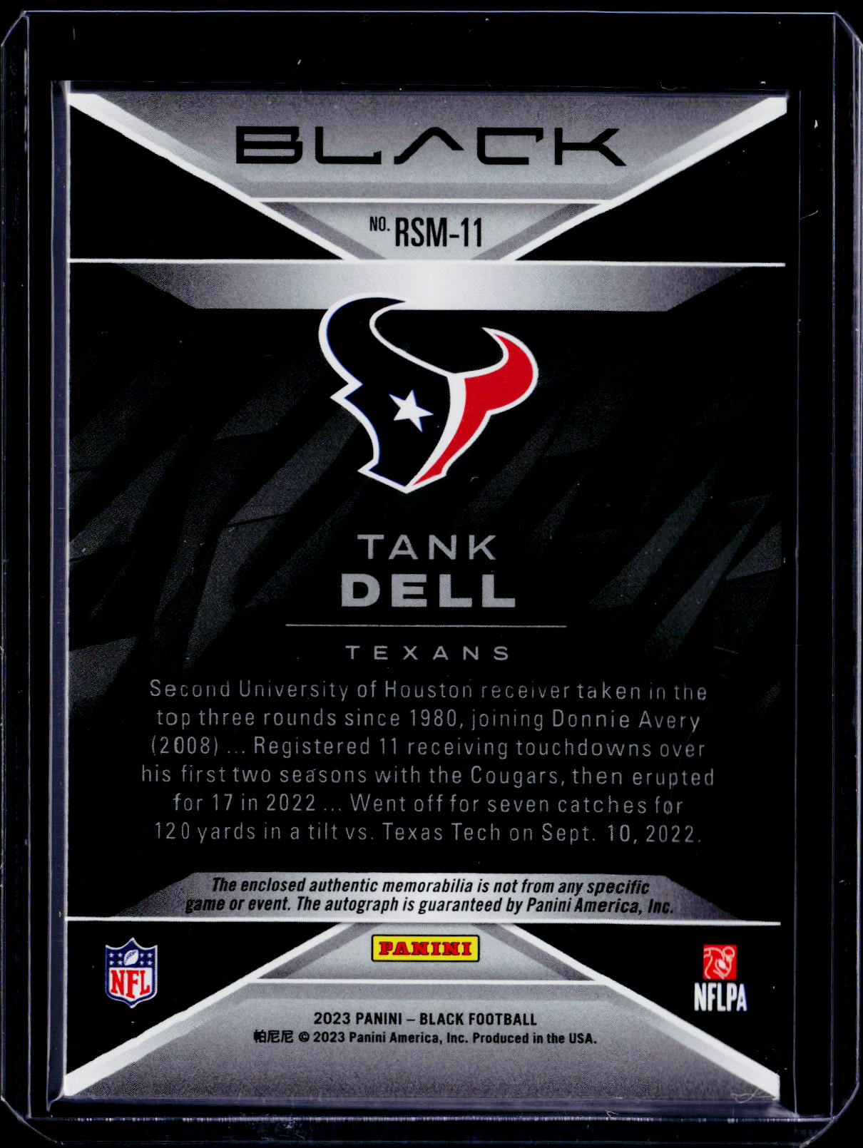 2023 Black Tank Dell Rookie Patch Auto Purple 44/75 RC