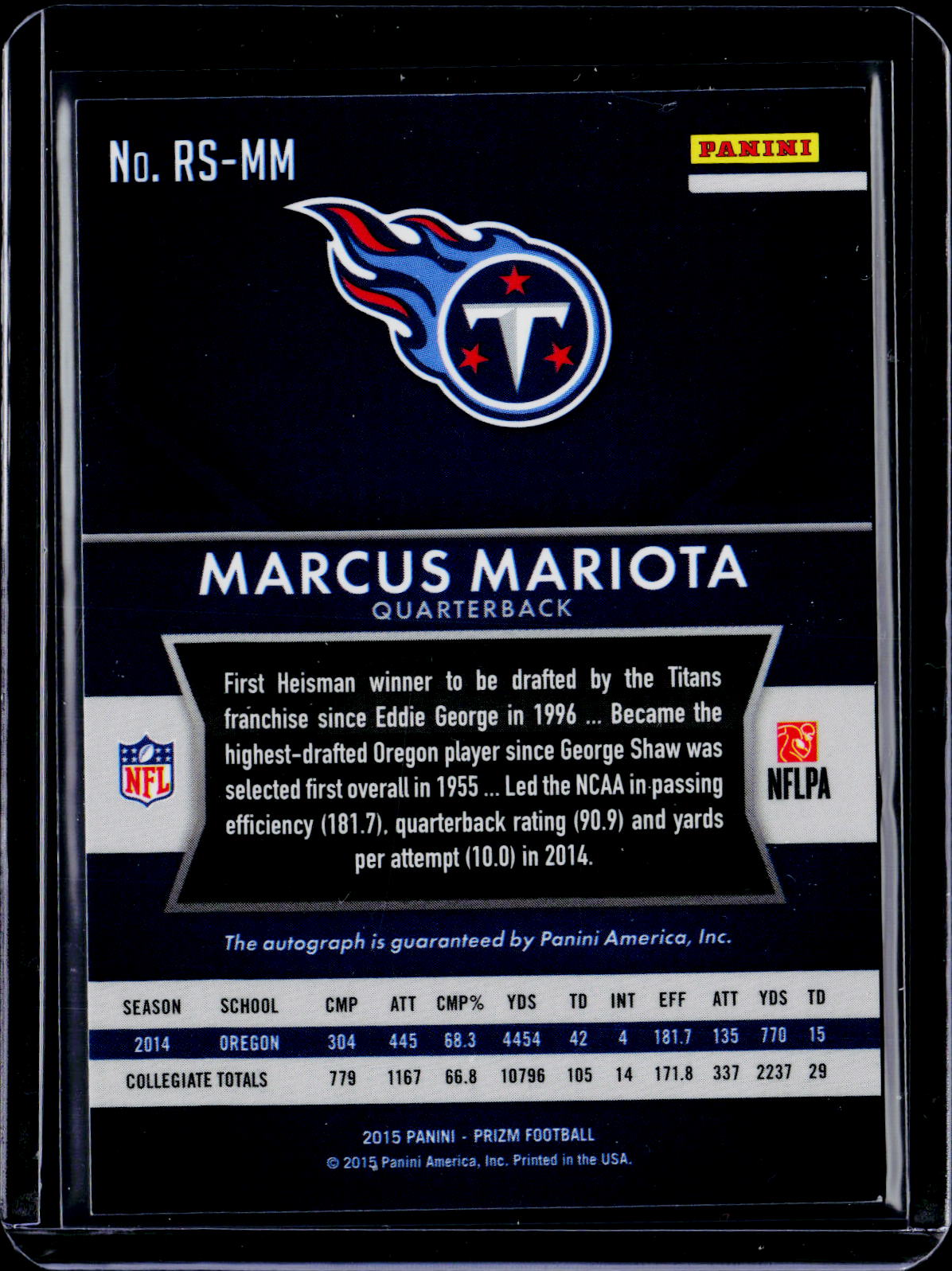2015 Prizm Marcus Mariota Rookie Auto