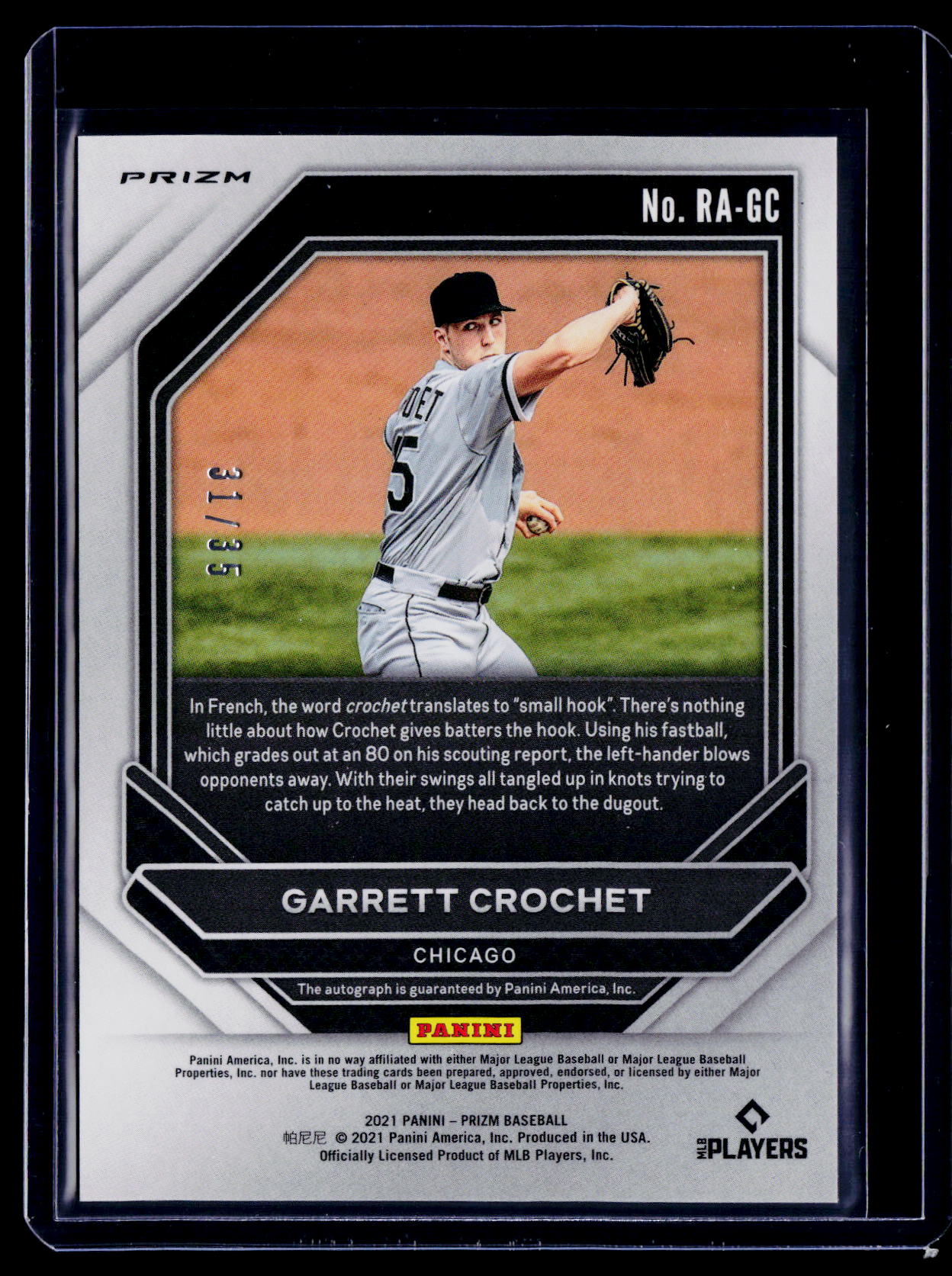 2021 Prizm Garrett Crochet Rookie Snake Skin Auto 31/35 RC