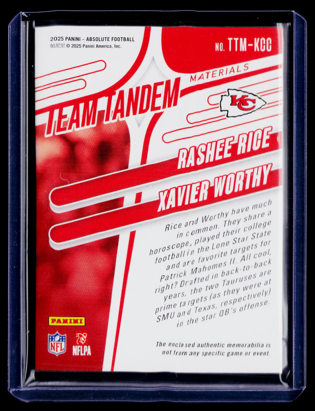 2025 Donruss Rashee Rice / Xavier Worthy Dual Patch 110/115