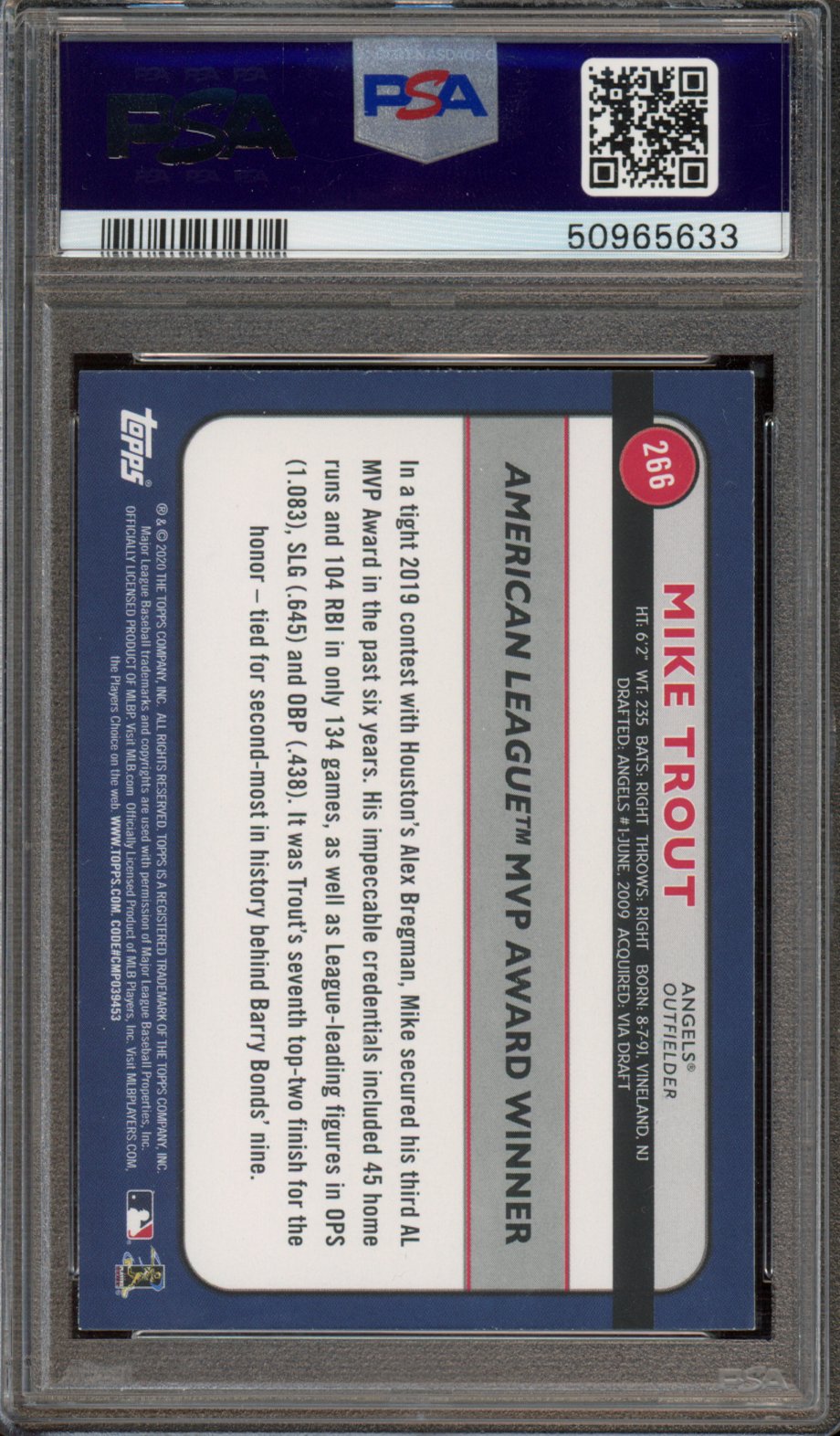 2020 Topps Big League Mike Trout PSA 10