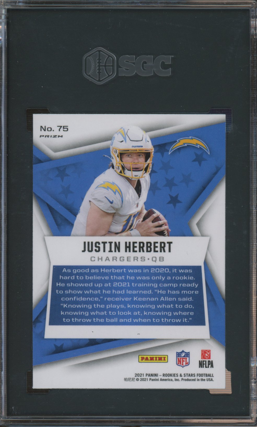 2021 Rookies & Stars Justin Herbert Pulsar Prizm SGC 10
