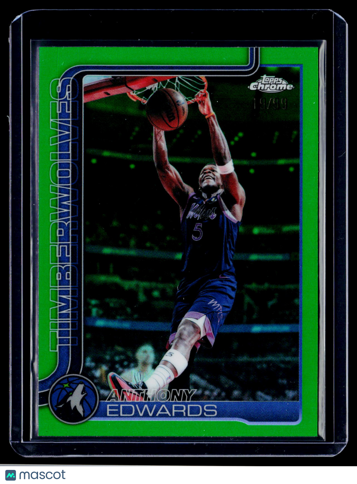 2025 Topps Chrome Update Anthony Edwards Green Refractor 19/99