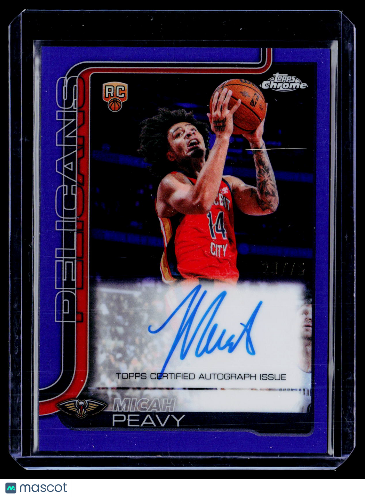 2025 Topps Chrome Update Micah Peavy Rookie Purple Refractor Auto 29/75 RC