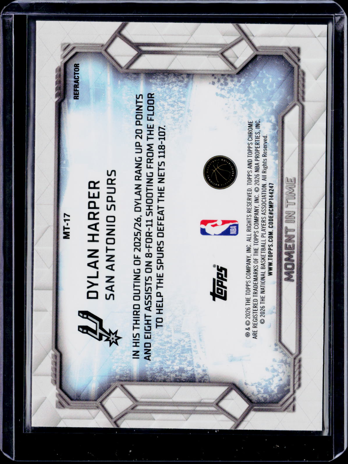 2025-26 Topps Chrome Update Dyaln Harper Moment In Time Refractor