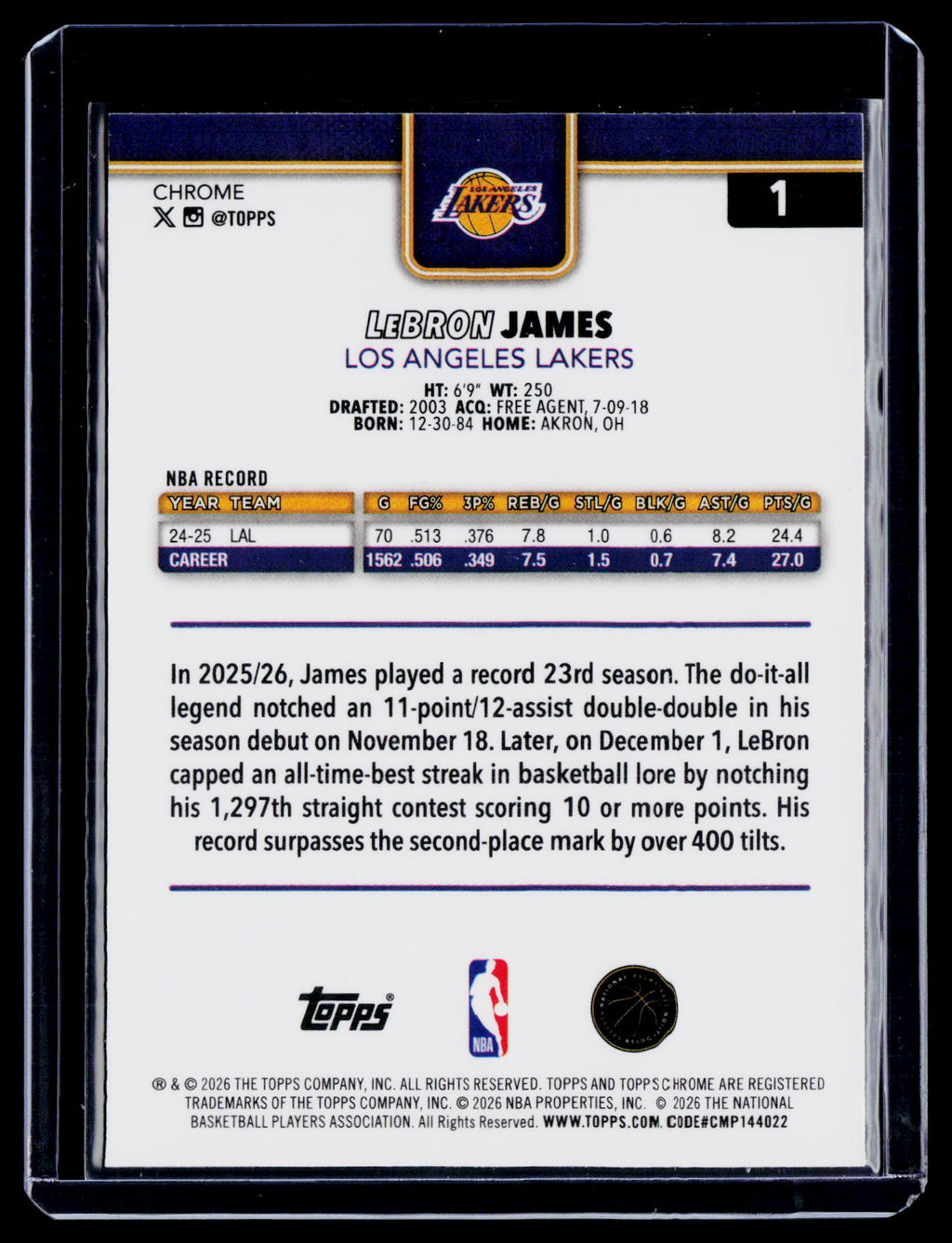 2025-26 Topps Chrome Update LeBron James Red White & Blue
