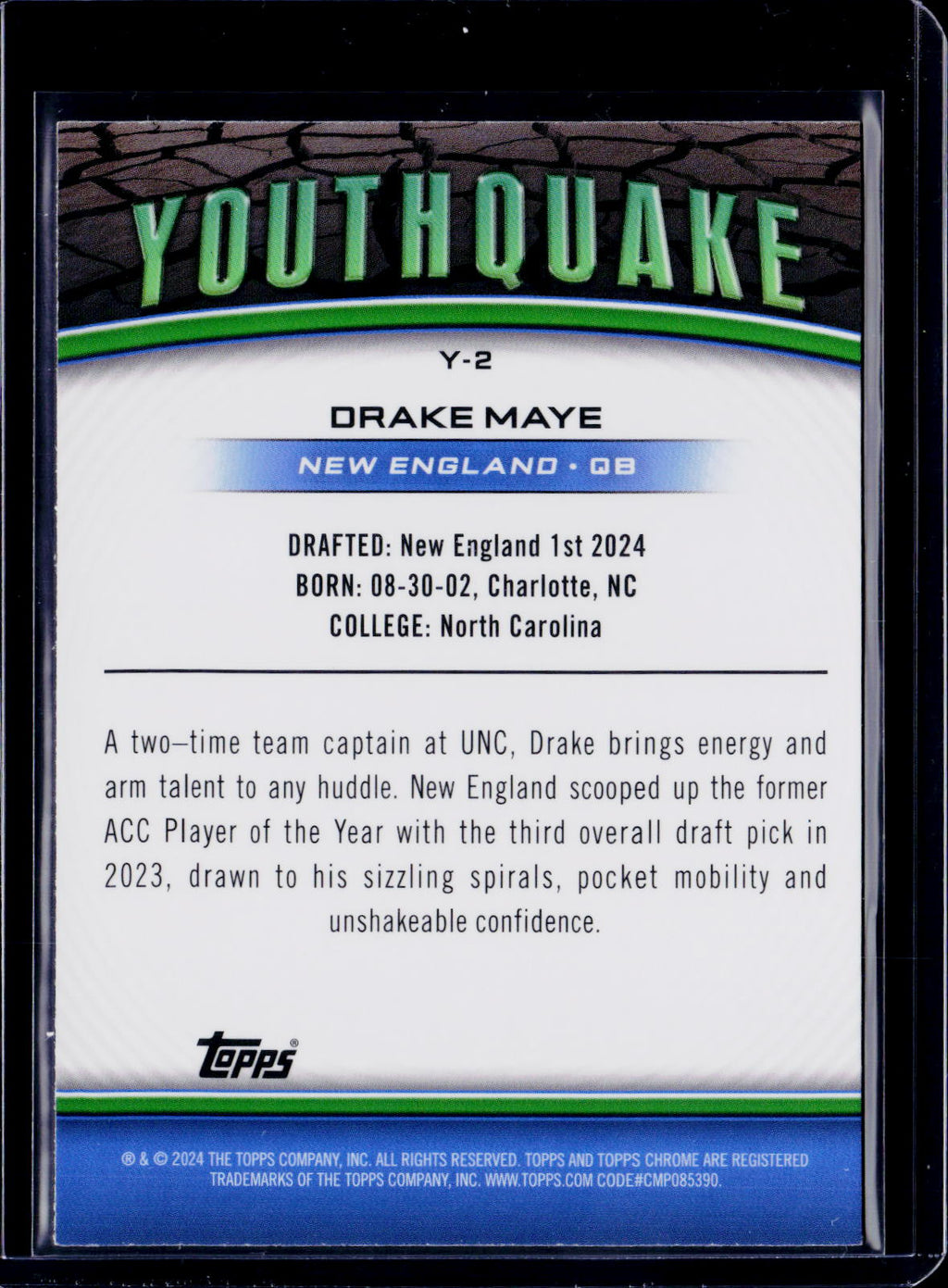 2024 Topps Chrome Drake Maye Youthquake Yellow /75