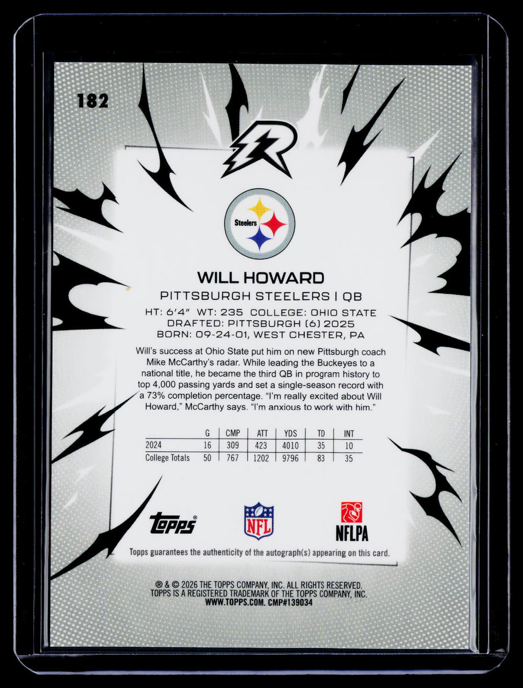 2025 Topps Resurgence Will Howard Rookie Auto RC