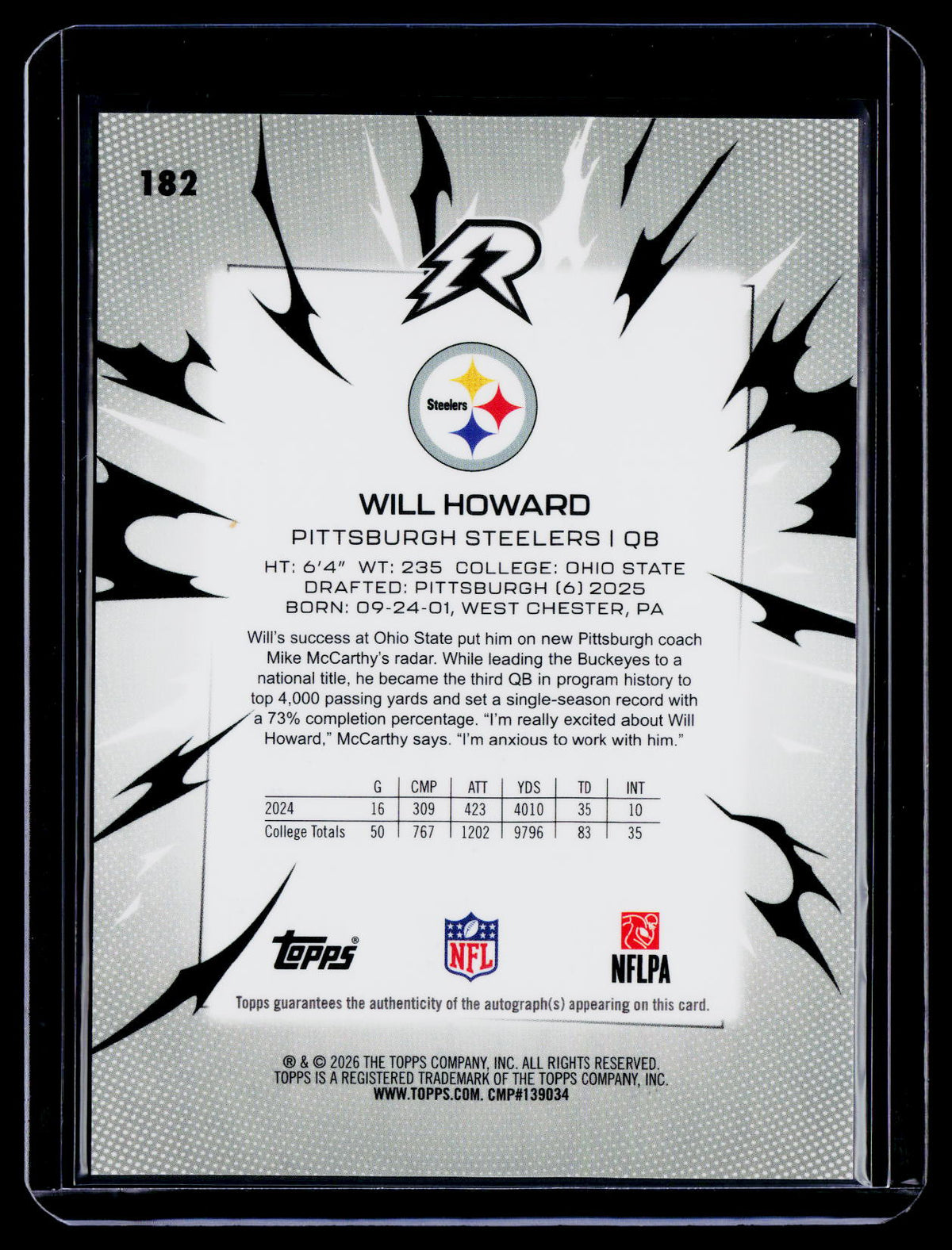 2025 Topps Resurgence Will Howard Rookie Auto RC