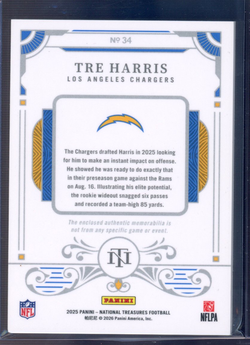2025 National Treasures Tre Harris Dual Patch 05/10 RC