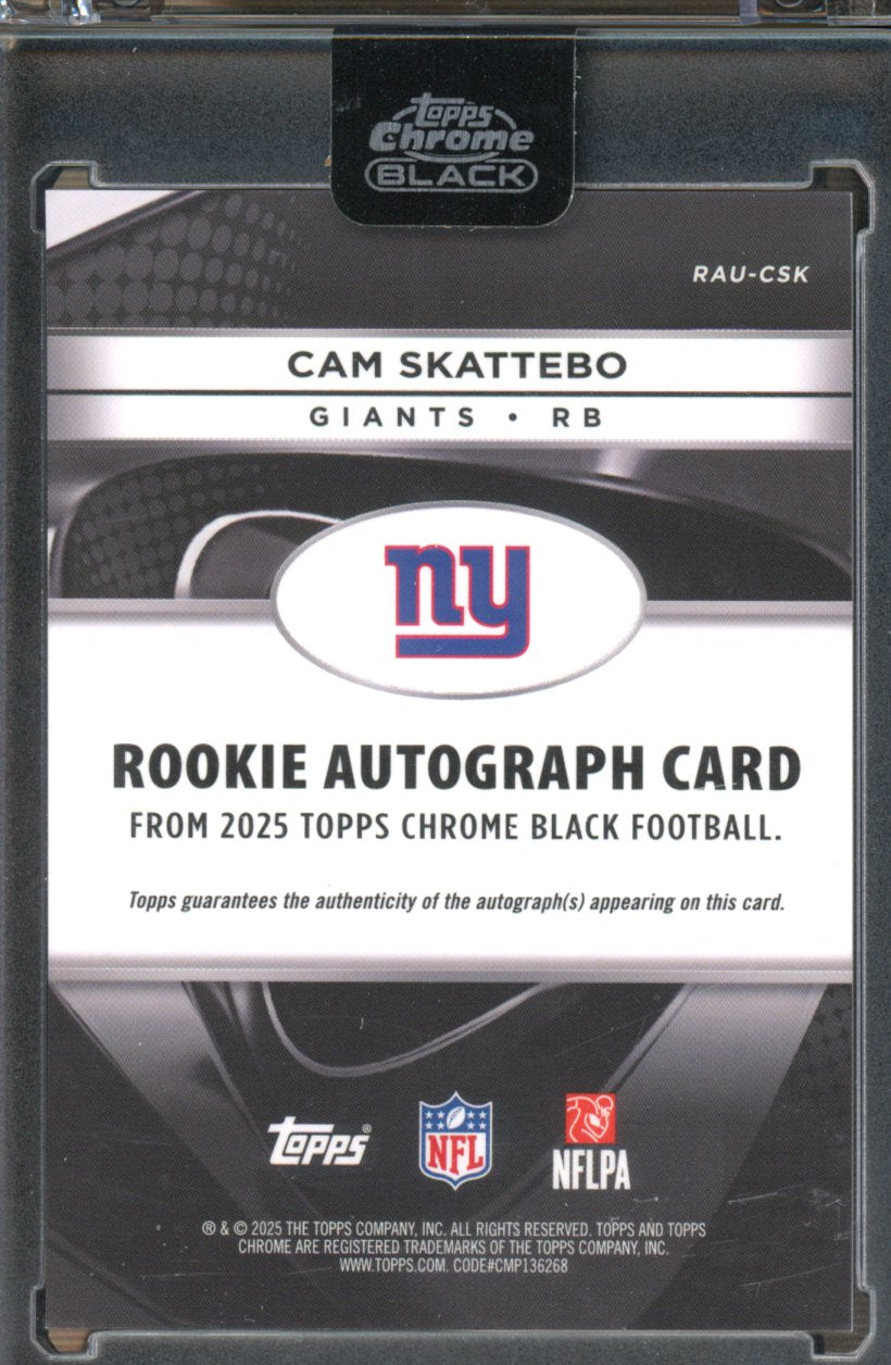 2025 Topps Chrome Black Cam Skattebo Rookie Green Auto 38/99 RC