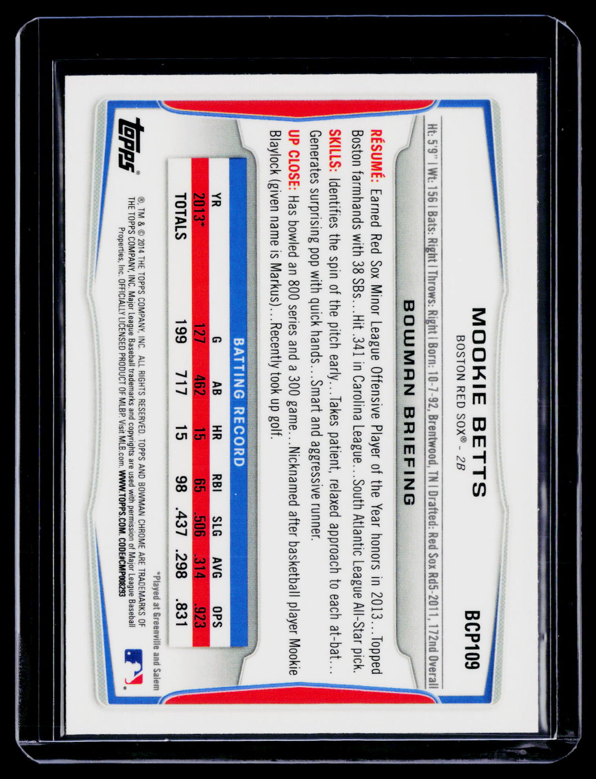 2014 Bowman Chrome Mookie Betts 1st Bowman
