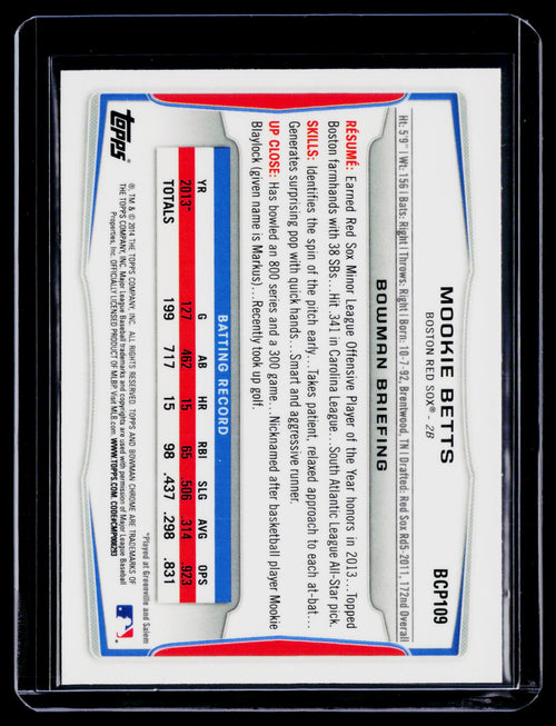 2014 Bowman Chrome Mookie Betts 1st Bowman