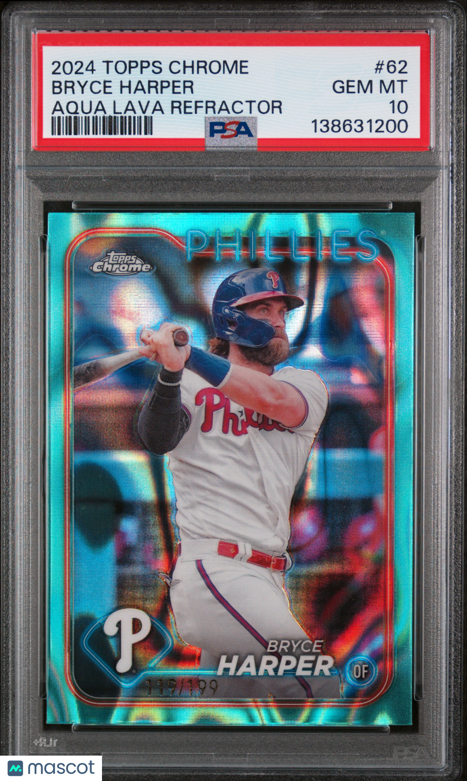 2024 Topps Chrome Bryce Harper Aqua Lava Refractor PSA 10