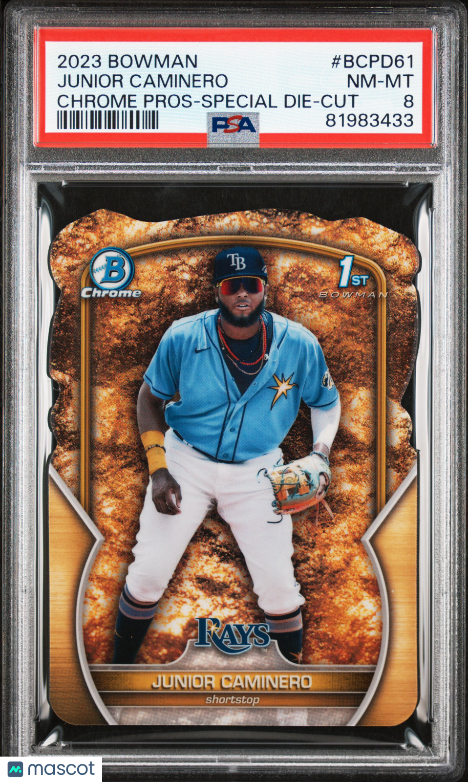 2023 Bowman Junior Caminero Chrome Special Die Cut 17/49 PSA 8