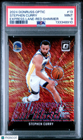 2024 Donruss Optic Stephen Curry Express Lane Red Shimmer 57/75 PSA 9