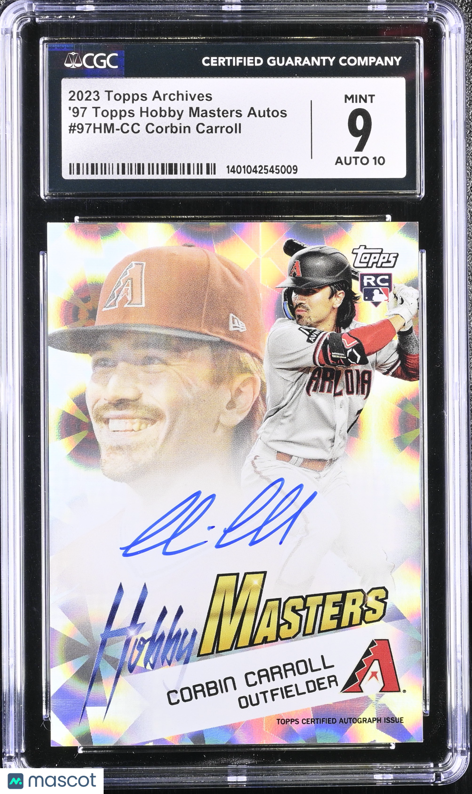 2023 Topps Archives Corbin Carroll Rookie Hobby Masters Auto 10/23 CGC 9 Auto 10