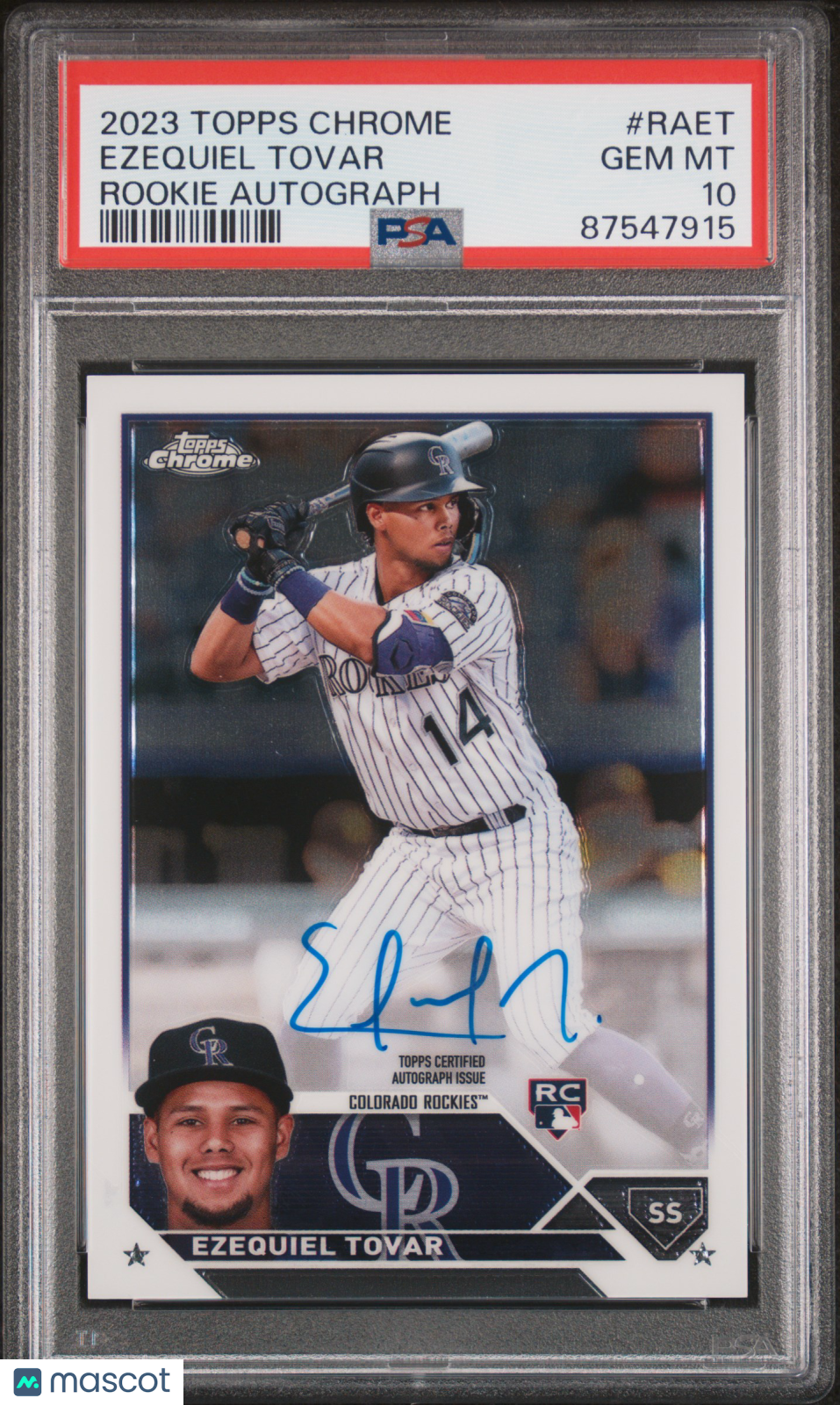 2023 Topps Chrome Ezequiel Tovar Rookie Auto PSA 10 RC