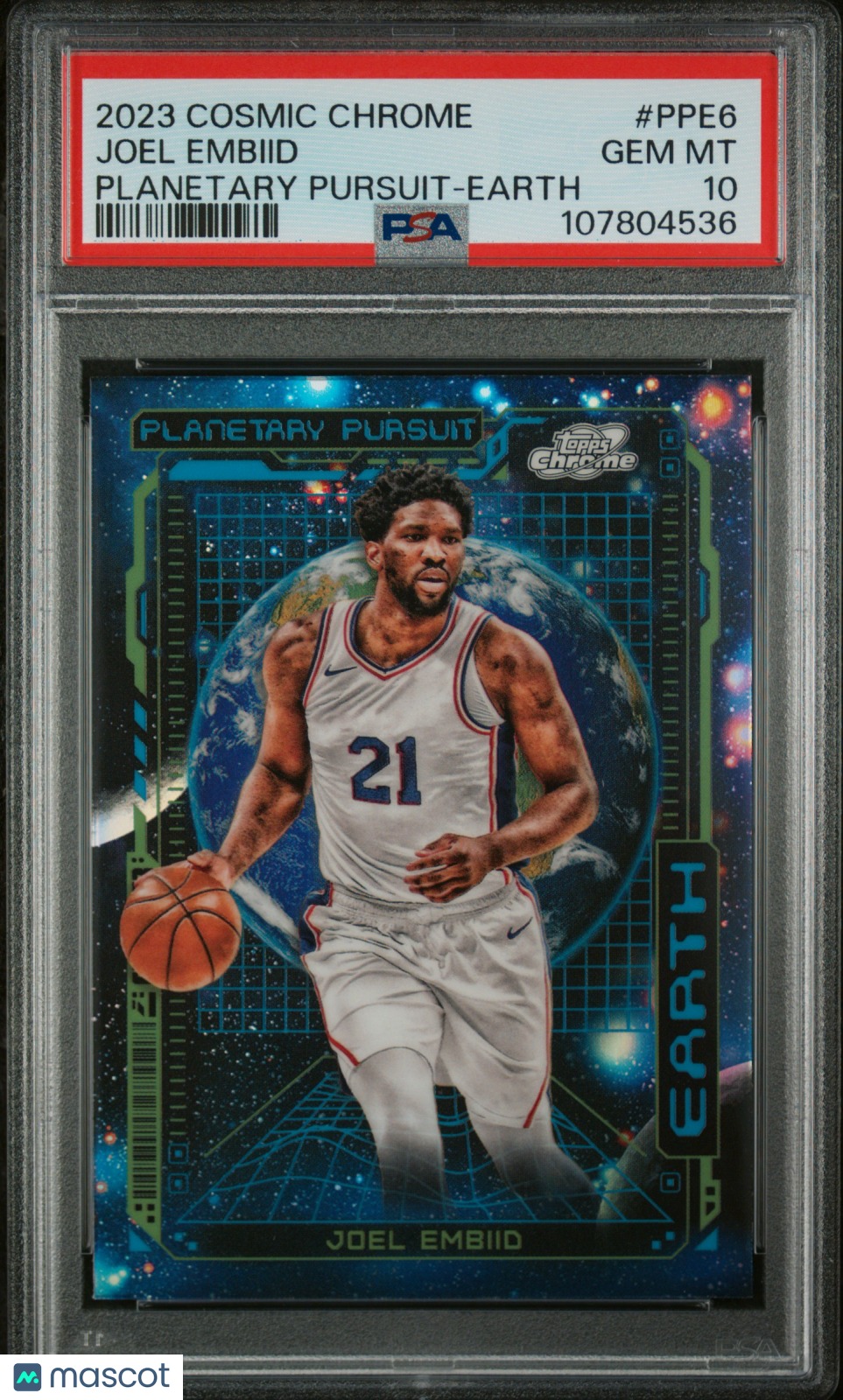 2023 Topps Chrome Cosmic Joel Embiid Planetary Pursuit Earth PSA 10