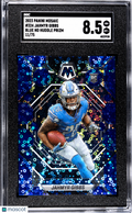 2023 Panini Mosaic Jahmyr Gibbs #324 Blue No Huddle Prizm 75 SGC 8.5