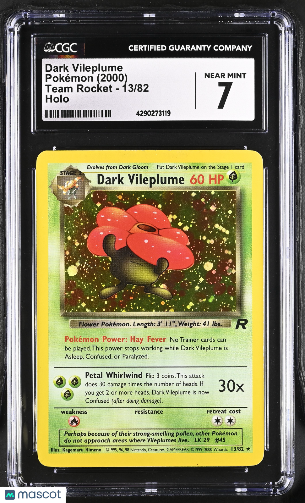 Pokemon Dark Vileplum Team Rockey 13 82 CGC 7
