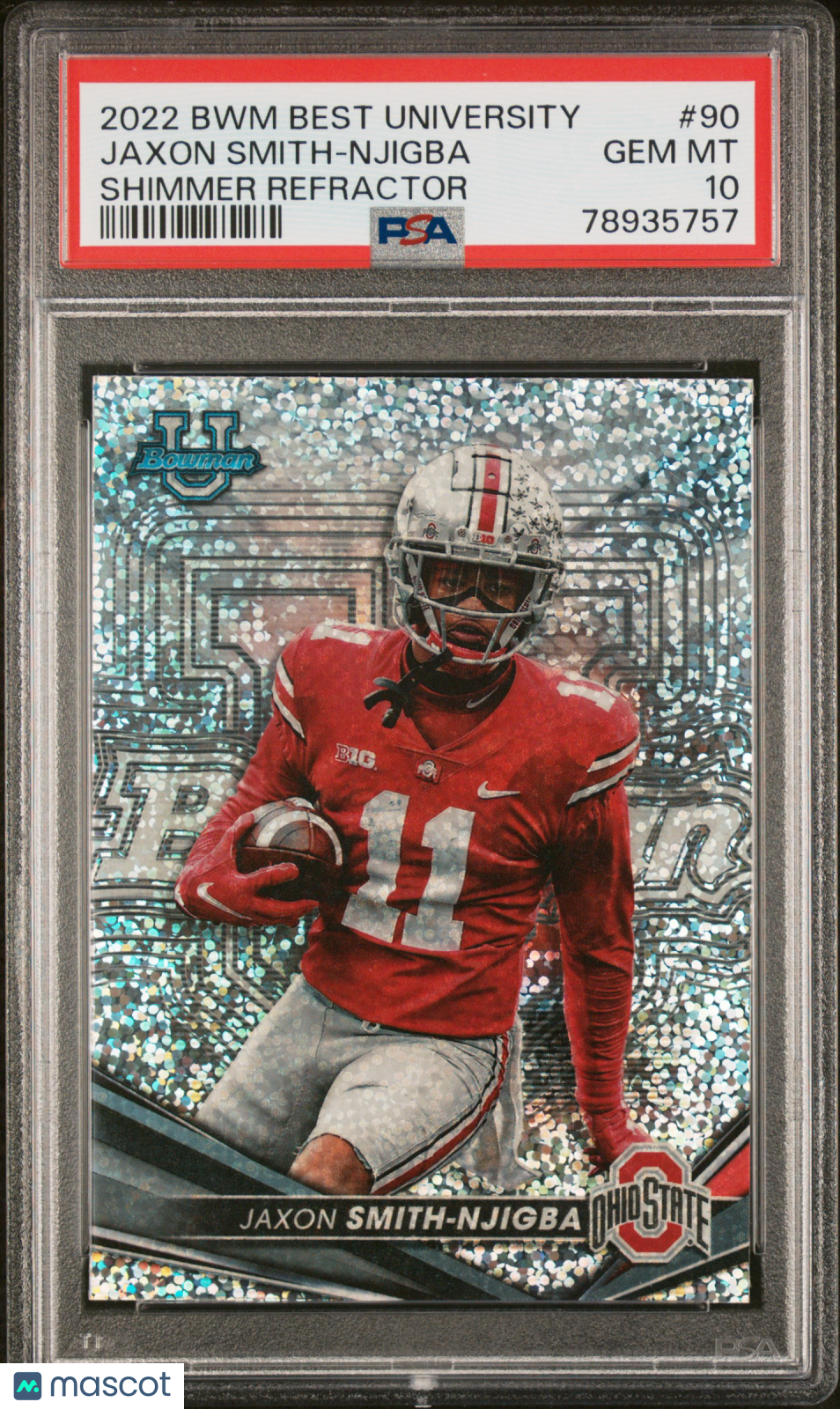 2022 Bowman's Best University Jaxon Smith-Njigba #90 Speckle Refractor PSA 10