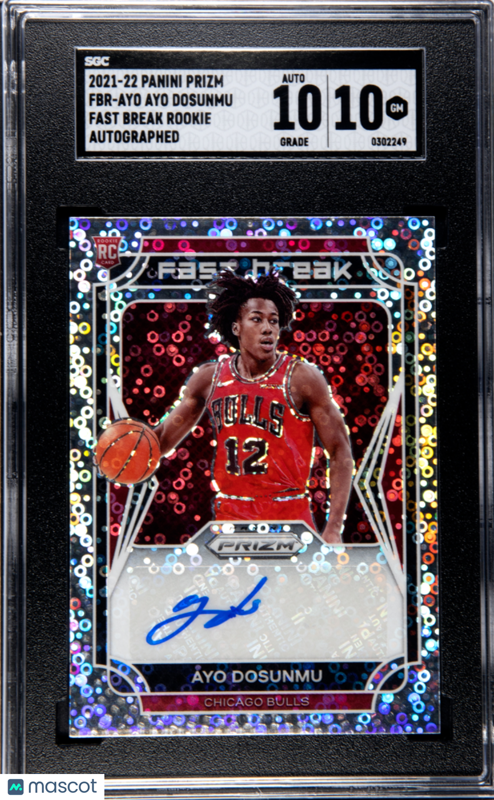 2021 Panini Prizm Ayo Dosunmu #FBR-AYO Fast Break Rookie Autograph SGC 10 Auto 10
