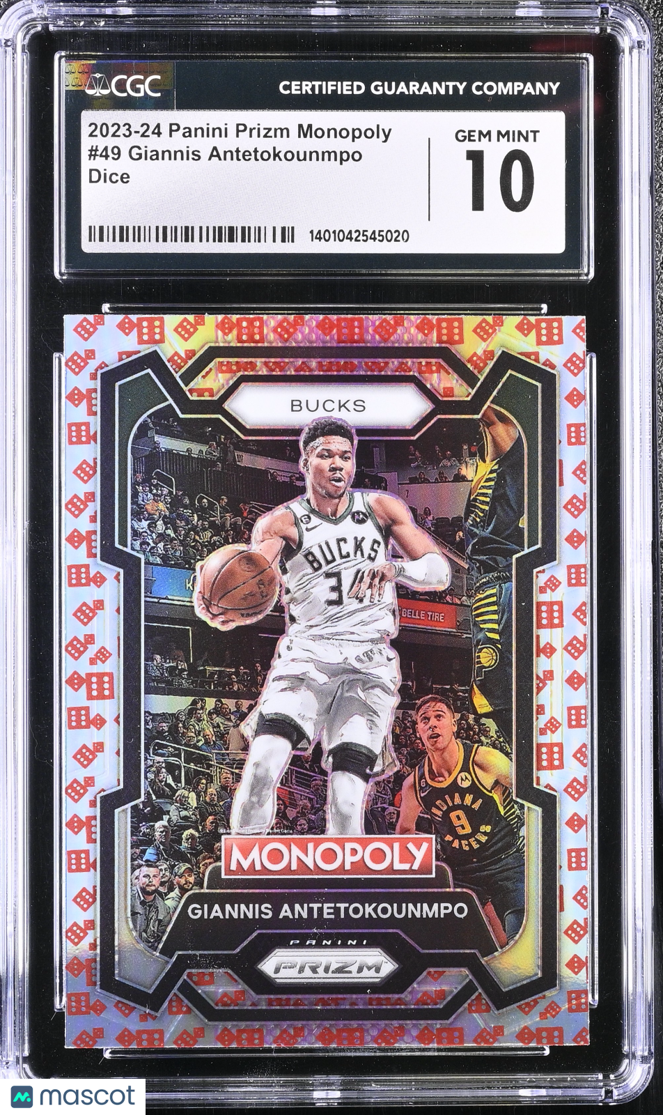 2023-24 Prizm Monopoly Giannis Antetokounmpo Dice CGC 10