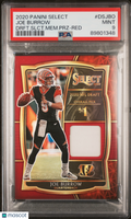 2020 Panini Select Draft Selections Memorabilia Prizm Joe Burrow #DSJBO Drft. Slct. Mem. PRZ Red PSA 9