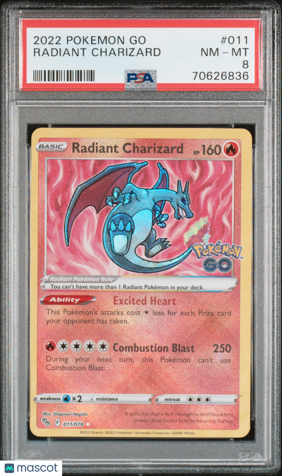 Radiant Charizard PSA 8 011 078