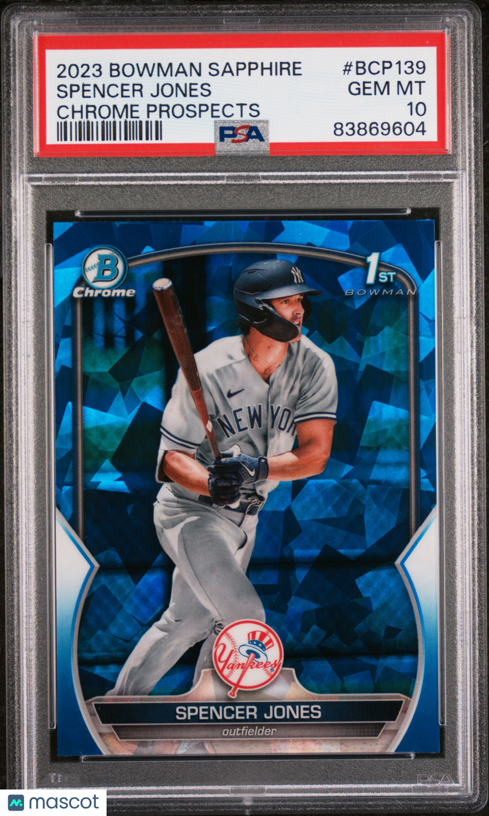2023 Bowman Sapphire Spencer Jones Chrome Prospect PSA 10