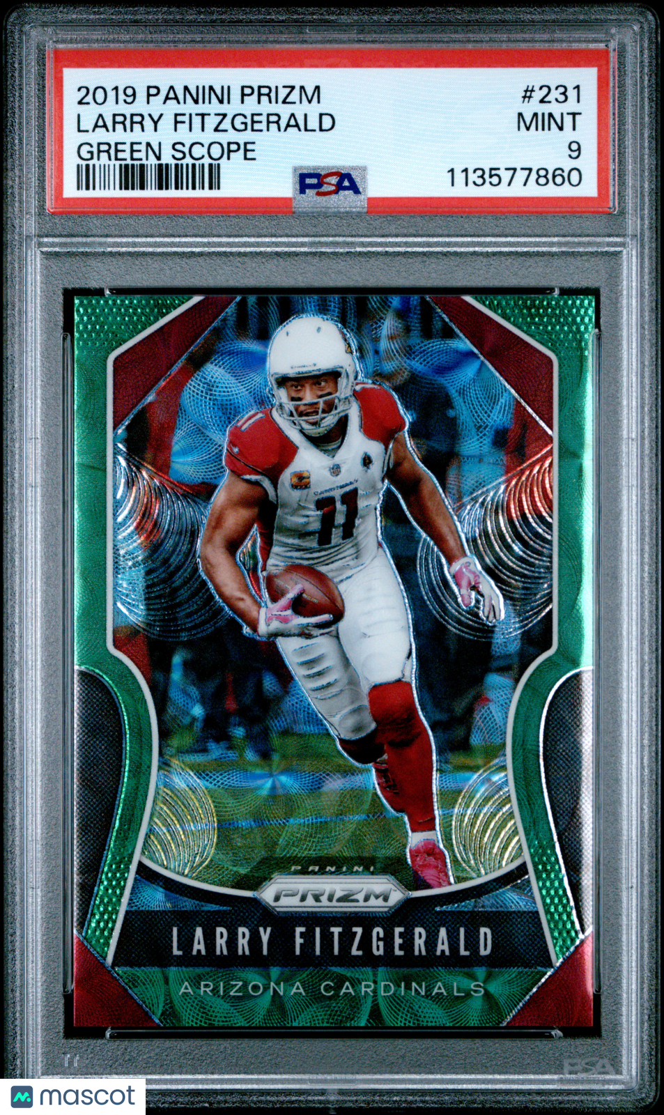 2019 Panini Prizm Larry Fitzgerald #231 Green Scope PSA 9