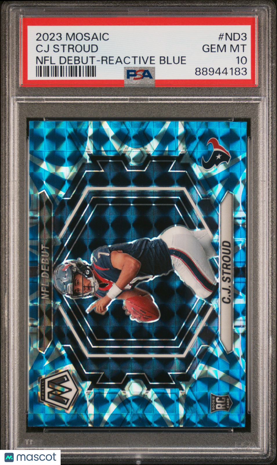 2023 Panini Mosaic NFL Debut CJ Stroud #ND3 Reactive Blue PSA 10
