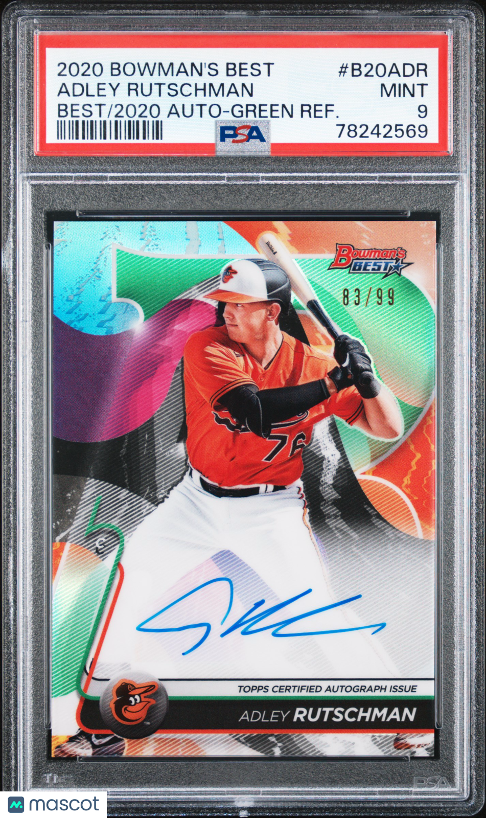 2020 Bowmans Best Adley Rutschman Green Refractor Auto 83/99 PSA 9