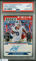 2024 Panini Contenders Optic Keon Coleman #117 Autograph Red PSA 8
