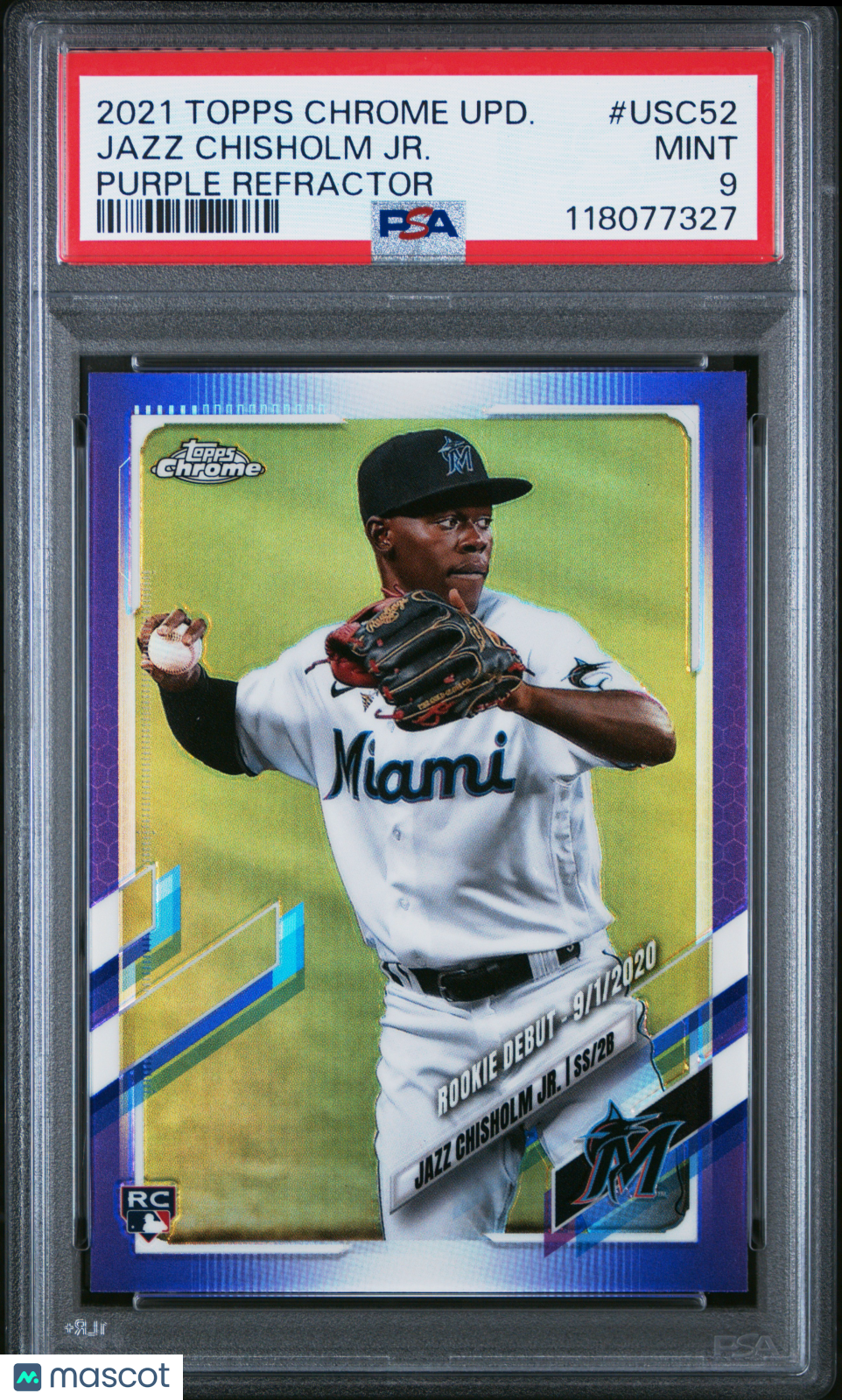 2021 Topps Chrome Update Jazz Chisholm Jr. Purple Refractor PSA 9