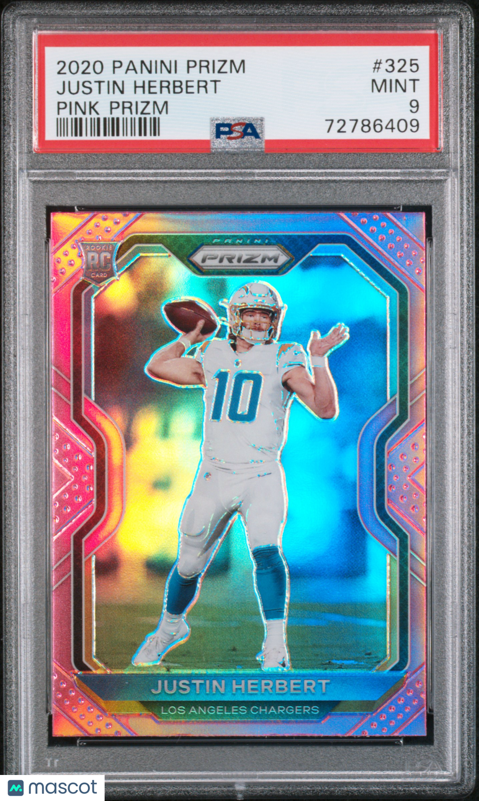 2020 Panini Prizm Justin Herbert #325 Pink PSA 9