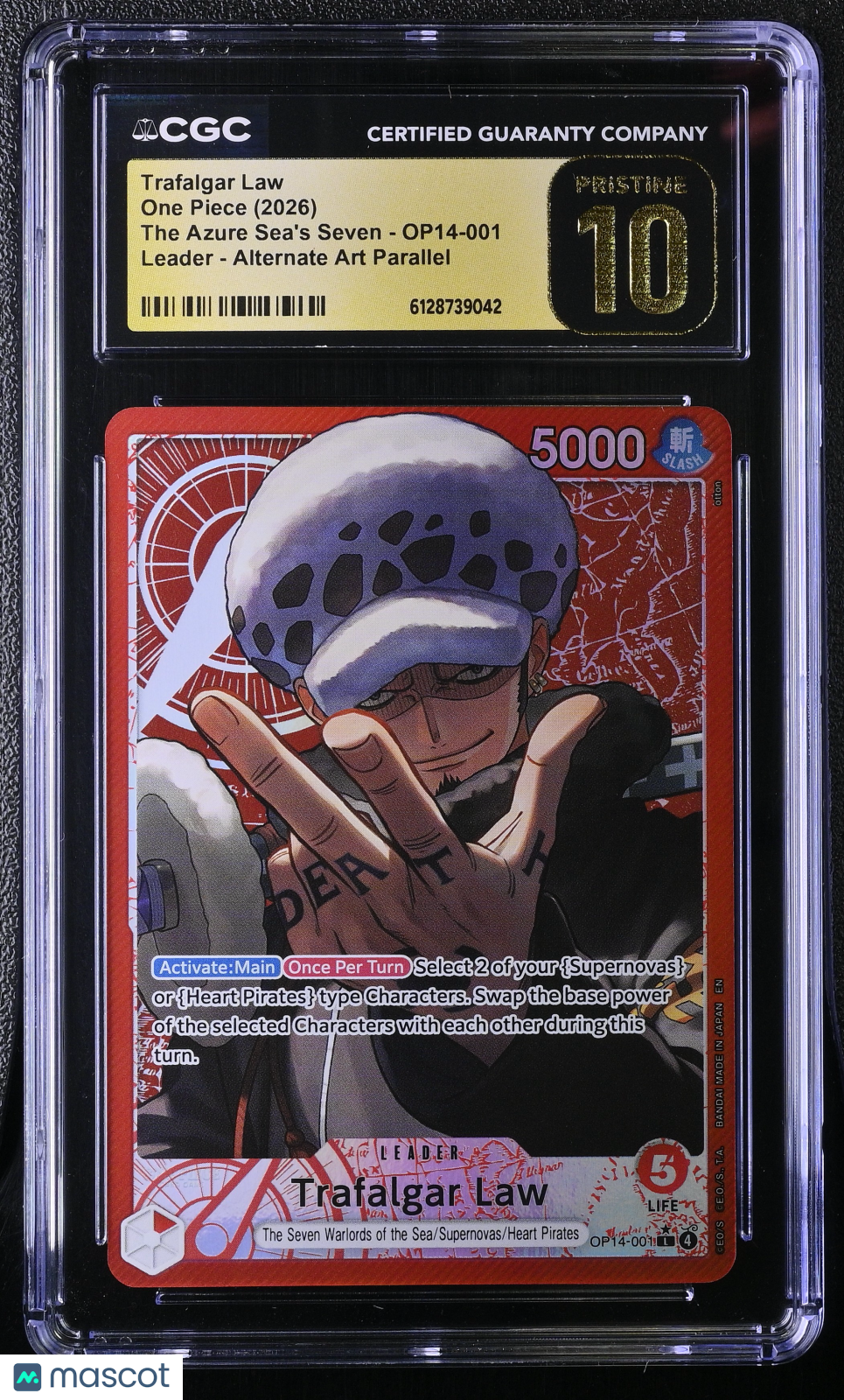 2026 One Piece Trafalgar Law The Azure Sea's Seven OP14-001 Alternate CGC Pristine 10