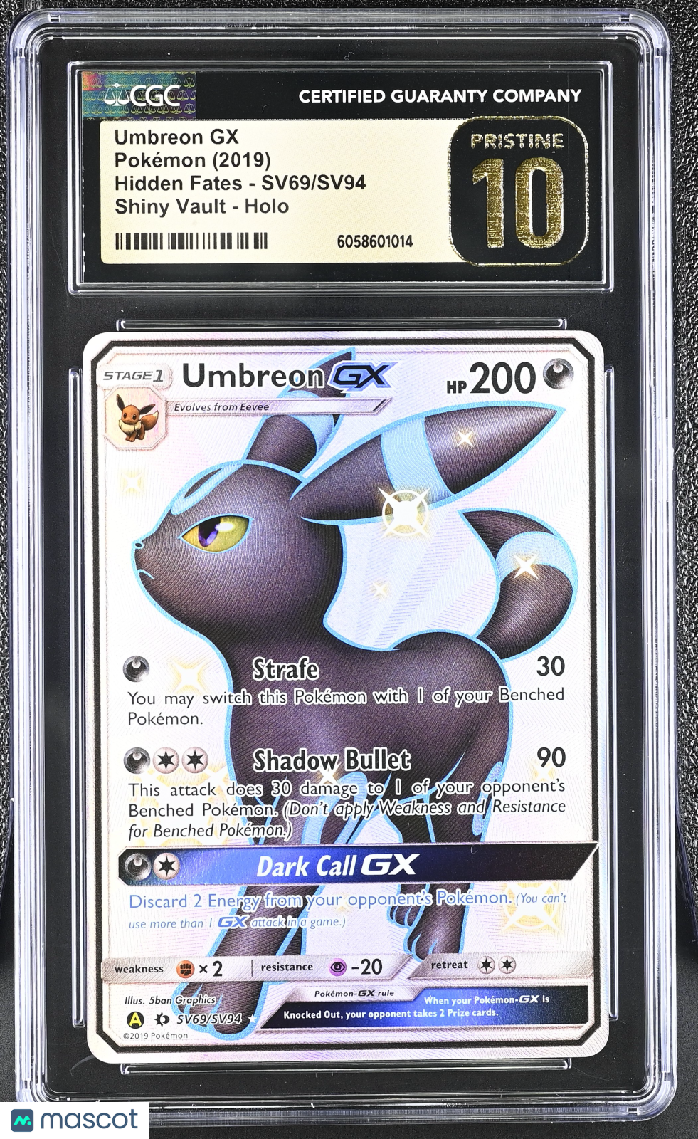 2019 Pokemon Hidden Fates Umbreon GX CGC Pristine 10