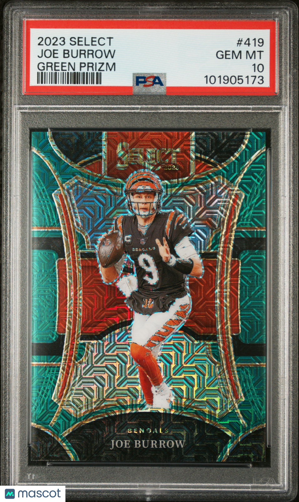 2023 Panini Select Joe Burrow #419 Green Prizm PSA 10