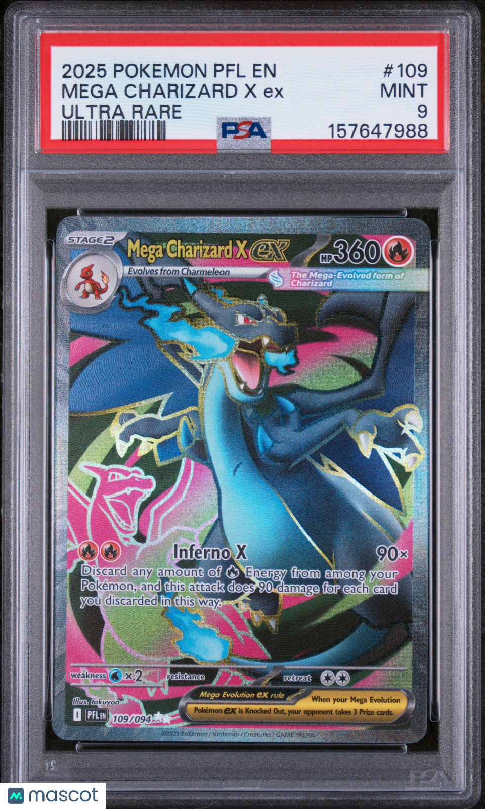 2025 Pokemon PFL EN Mega Charizard x ex Ultra Rare PSA 9