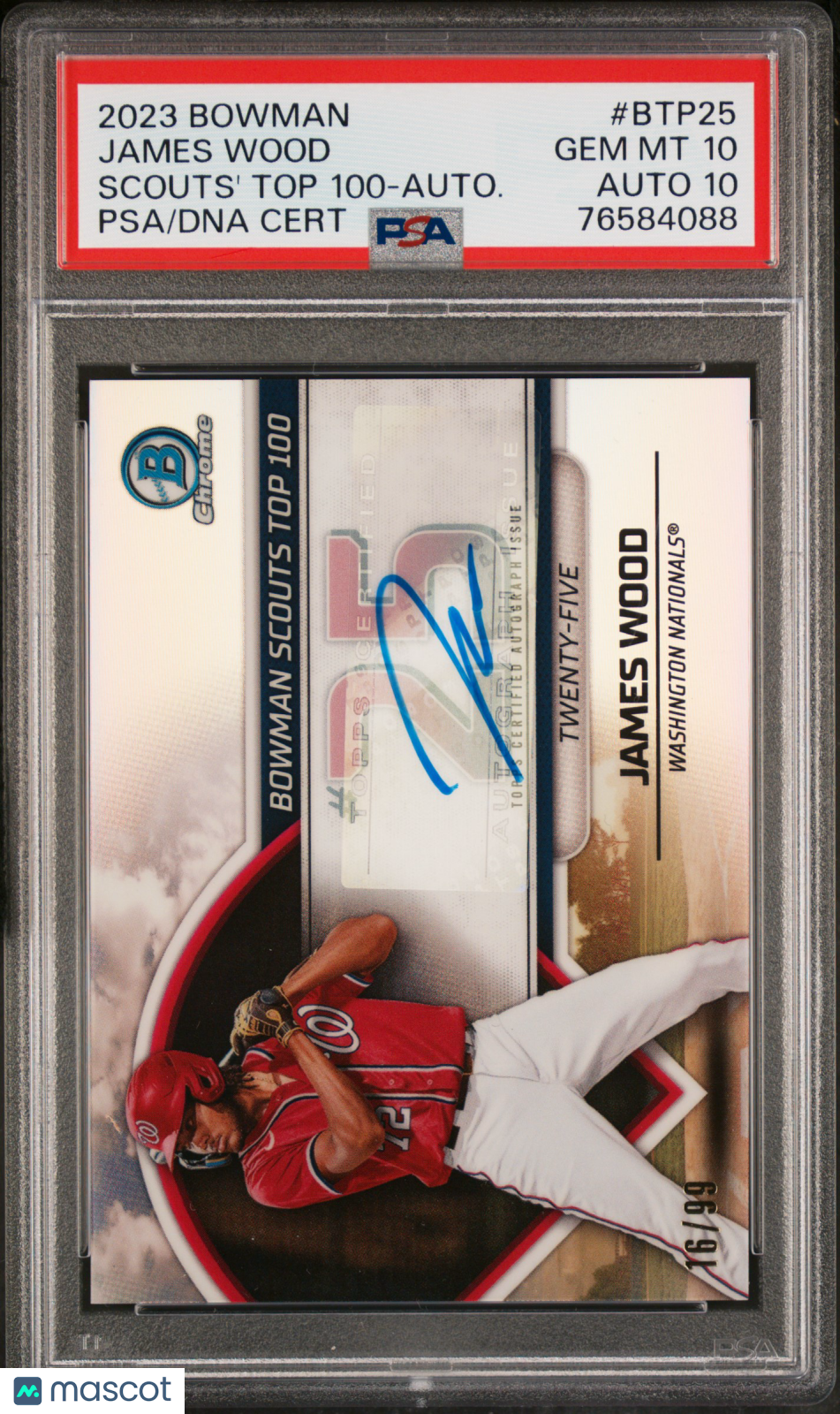 2023 Bowman James Wood Top 100 Auto PSA 10 Auto 10