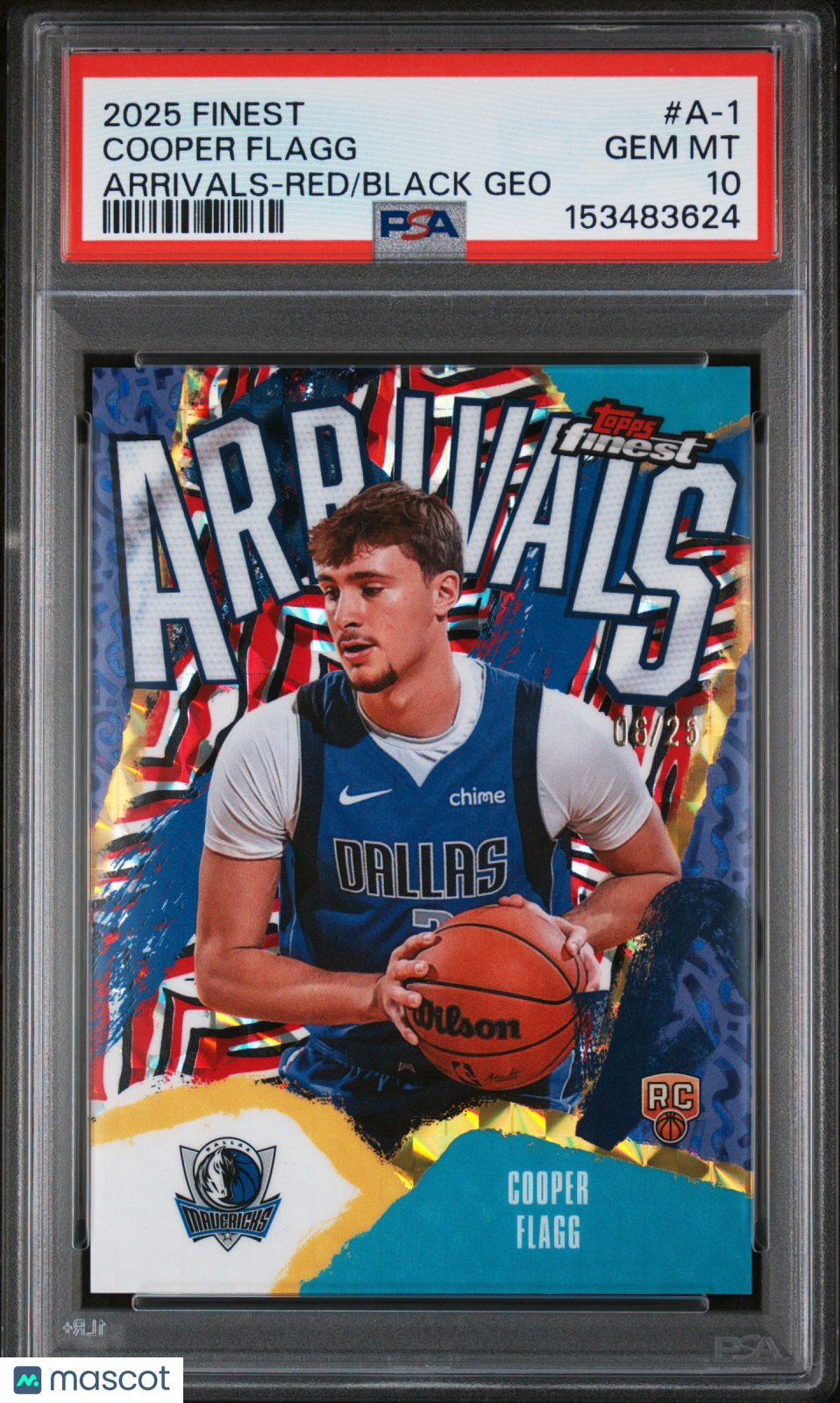 2025 Finest Cooper Flagg Rookie Arrivals Red Black Geometric 6/25 PSA 10 RC