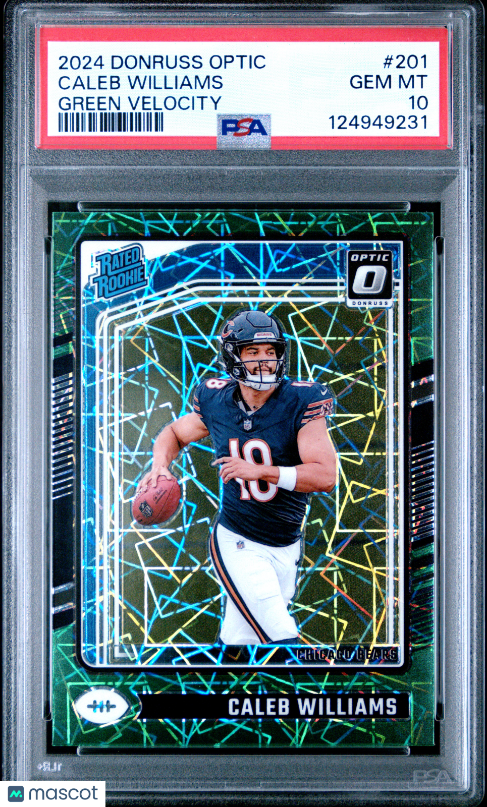 2024 Donruss Optic Caleb Williams Rookie Green Velocity PSA 10 RC