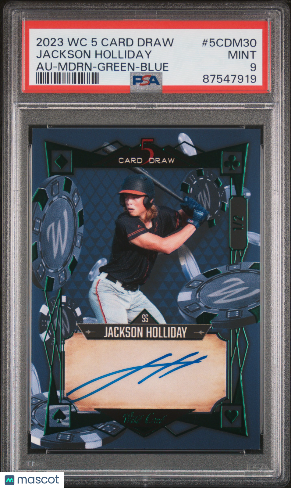 2023 Wild Card Jackson Holliday Auto 1/2 PSA 9
