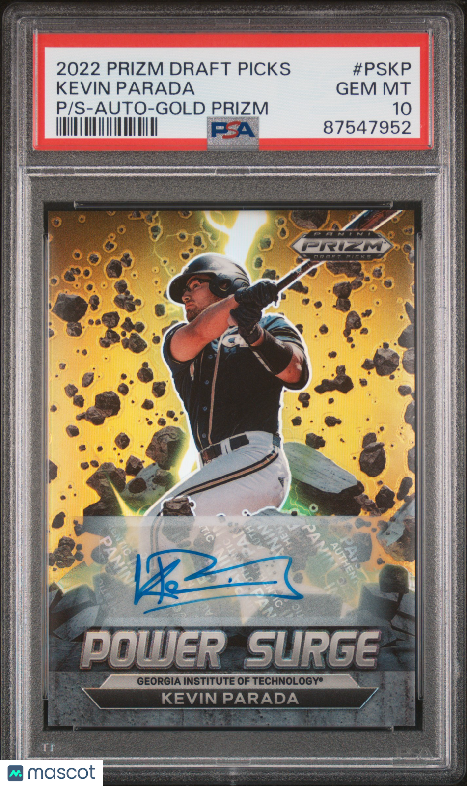 2022 Prizm Draft Picks Kevin Parada Gold Prizm Auto 5/10 PSA 10