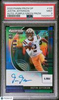 2020 Prizm Draft Picks Justin Jefferson Auto Purpke Green Prizm PSA 9