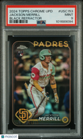 2024 Topps Chrome Update Jackson Merrill Rookie Black Refractor 1/10 PSA 9 RC