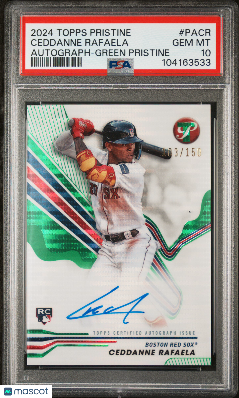 2024 Topps Pristine Pristine Autographs Ceddanne Rafaela #PACR Green /150 PSA 10