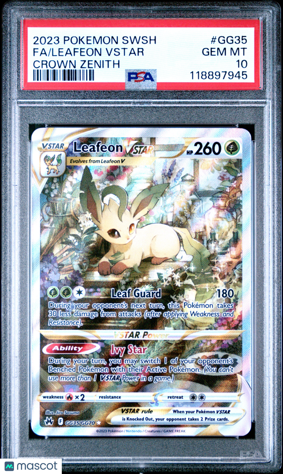 2023 Pokemon SWSH FA/ Leafeon VSTAR Crown Zenith PSA 10
